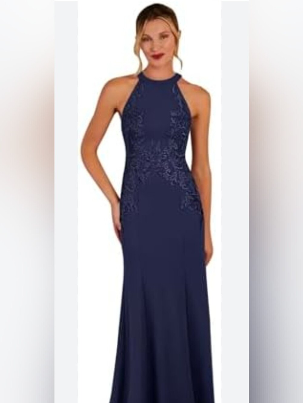 NWT Mother of the Bride Elegant Navy Halter Formal Evening Gown Dress Size 14